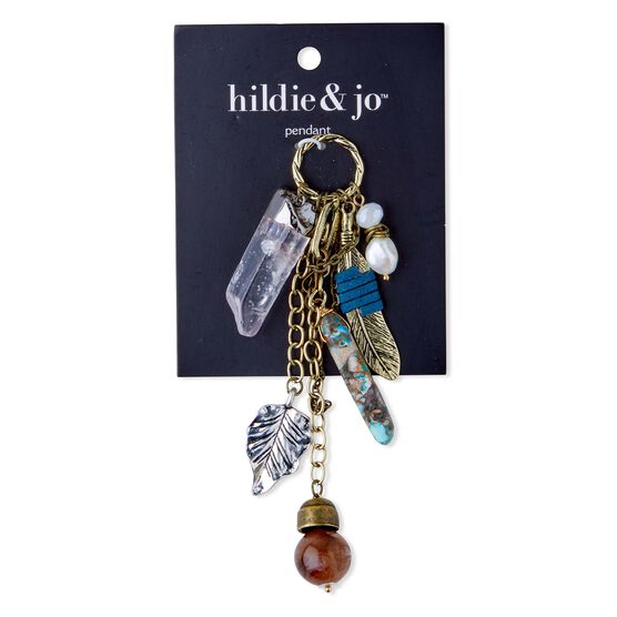 Leaf & Feather Dangling Pendant by hildie & jo