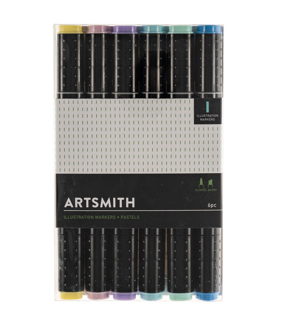 6ct Dual Tip Pastel Illustration Markers - Illustration Pens & Markers - Art Supplies & Painting