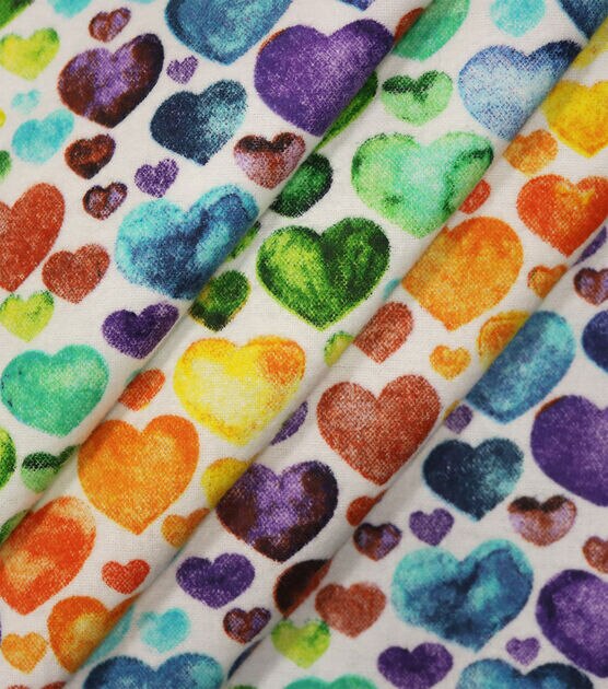 Watercolor Hearts Super Snuggle Flannel Fabric, , hi-res, image 2