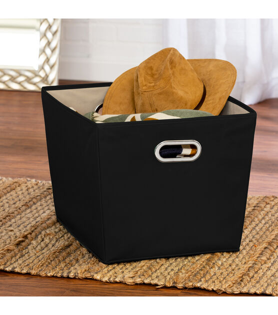 Honey Can Do 18.5" x 13" Black Storage Bin With Carrying Handles, , hi-res, image 2