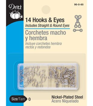 Dritz Hooks & Eyes, Size 3, Nickel - 14 count box