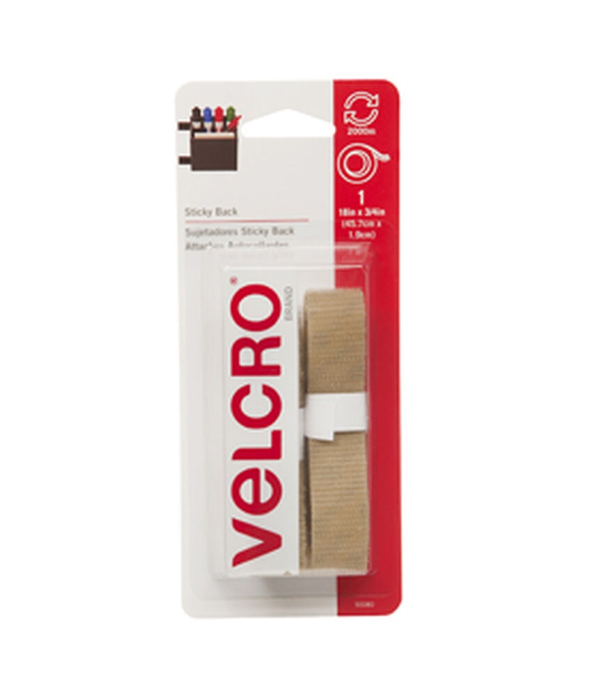 VELCRO Brand Sticky Back Tape 0.75''x18'', Beige, swatch