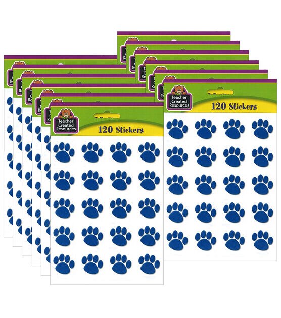 Teacher Created Resources 1440pc Blue Paw Prints Stickers