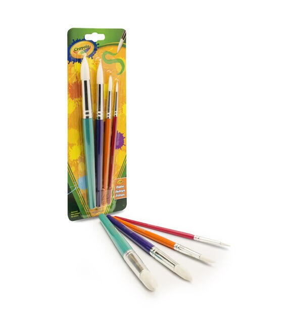 Crayola 4ct Round Big Paint Brushes With Wood Handle, , hi-res, image 3