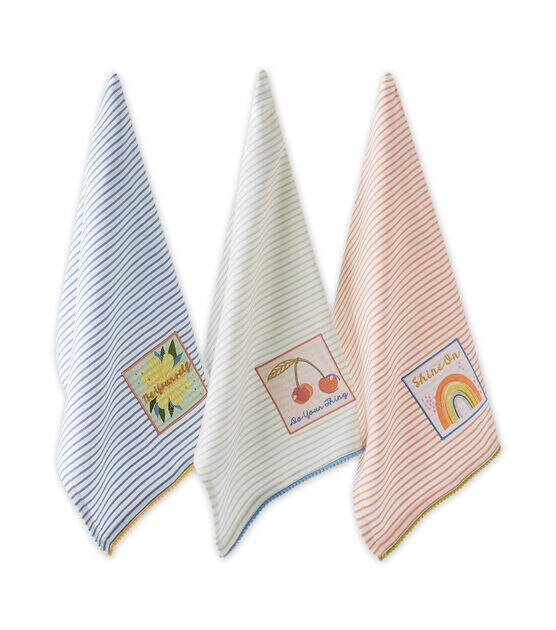 Design Imports Set of 3 Assorted Rainbow Kitchen Towels