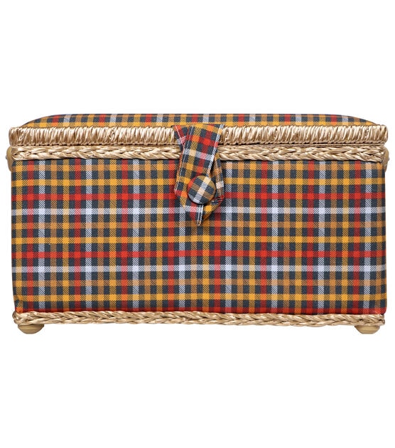 SINGER Medium Plaid Flannel Sewing Basket 10.25"x6", , hi-res, image 3