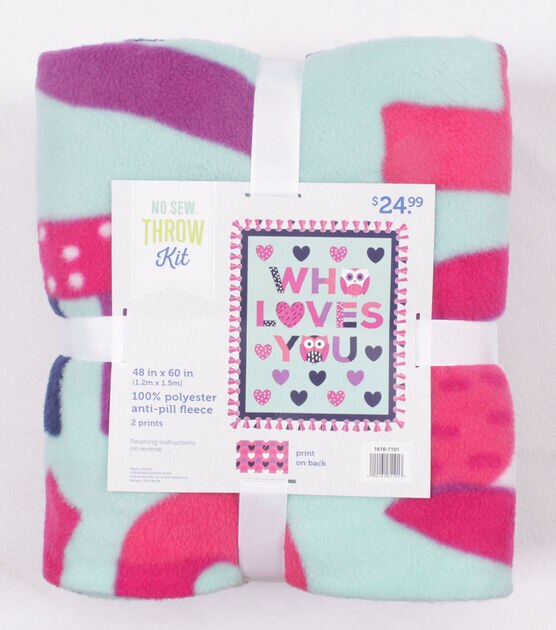 48" Wide Who Loves You No Sew Fleece Blanket