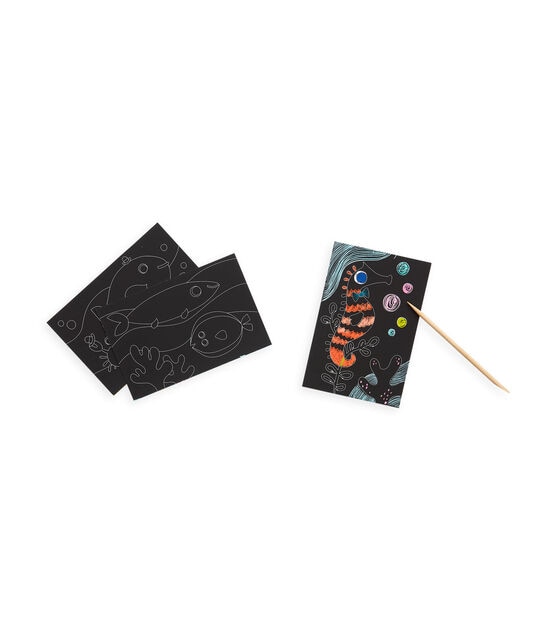 OOLY 7ct Mini Friendly Fish Scratch & Scribble Art Kit, , hi-res, image 2