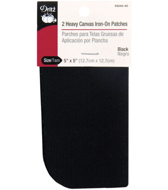 Dritz Heavy Canvas Iron-On Patches, 2 pc, Black