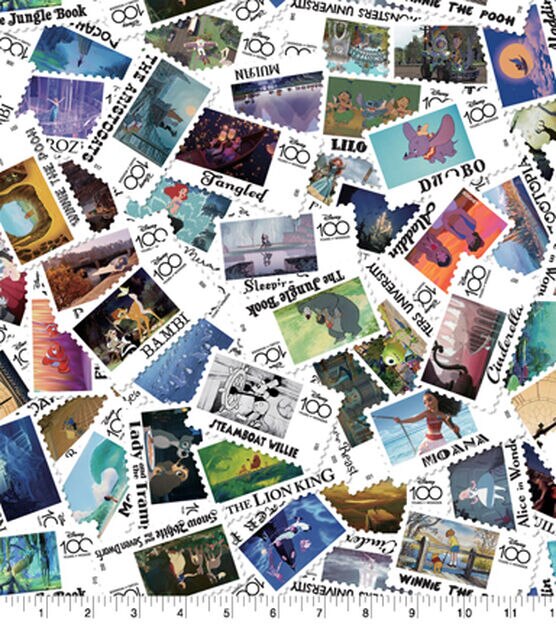 Disney 100 Stamps Digital Cotton Fabric