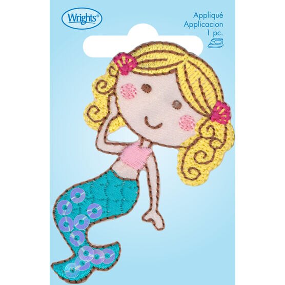 Wrights 2.5" Blonde Mermaid Iron On Patch