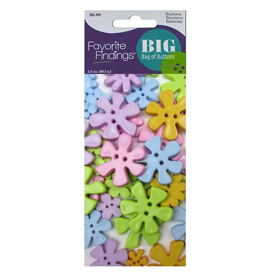 Favorite Findings 3.5oz Pastel Flowers Big Bag of Buttons