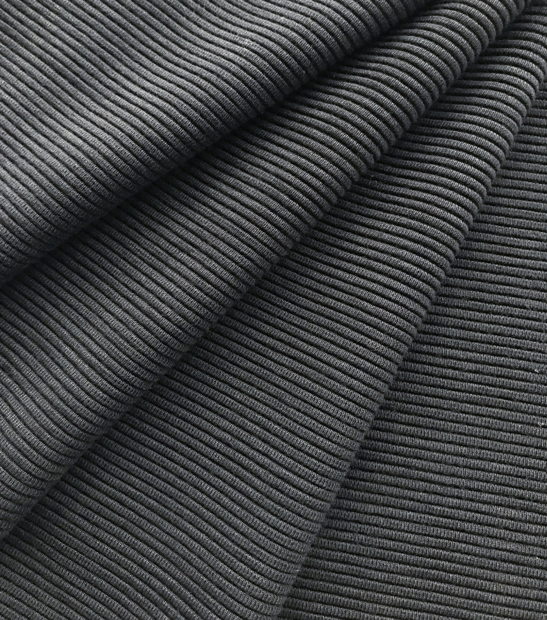 Knit Solid Ribbed Knit Fabric, Black, hi-res