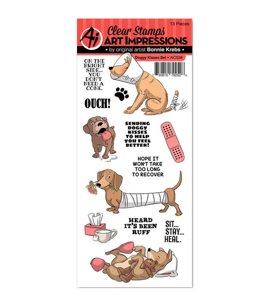Art Impressions 13 pk Funny Farm Clear Stamps Doggy Kisses