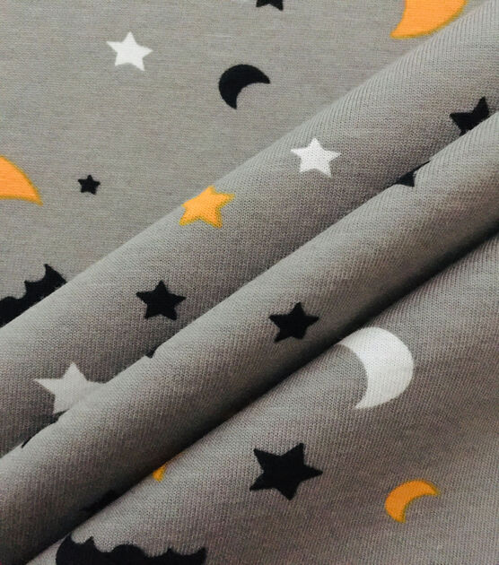 Grey Confetti Bat Jersey Knit Fabric by POP!, , hi-res, image 4