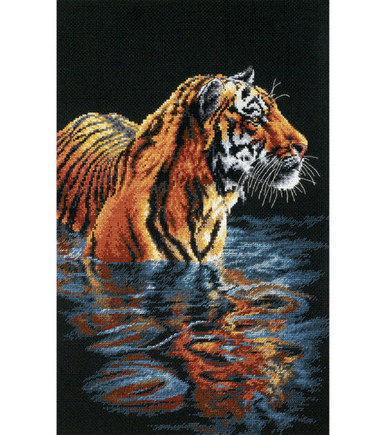 Dimensions 9" x 14" Tiger Chilling Out Counted Cross Stitch Kit