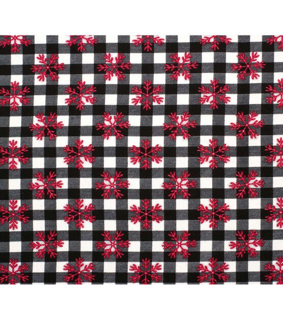 Red Snowflakes on Buffalo Checks Super Snuggle Christmas Flannel Fabric