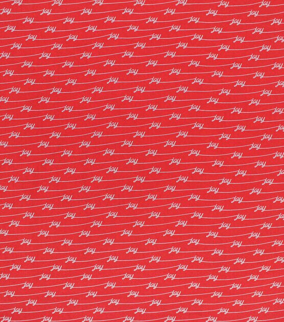 White Joy on Red Christmas Cotton Fabric