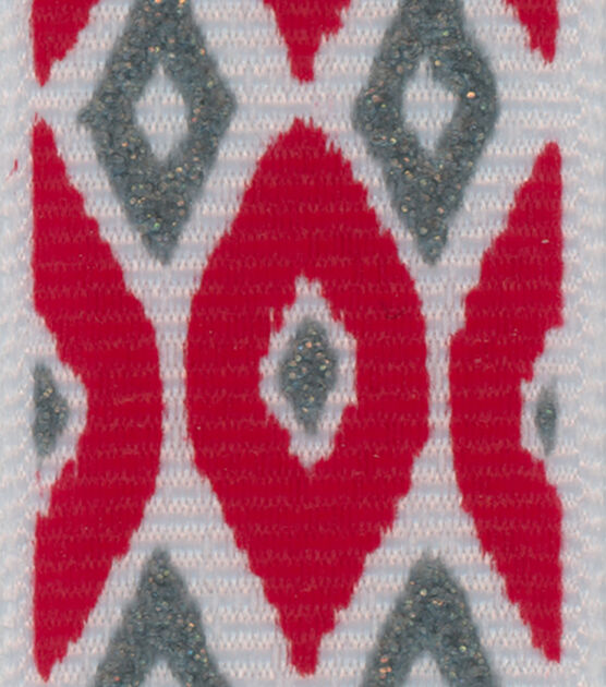 Offray Satin Ribbon 7/8''x9' Red Abstract Ikat, , hi-res, image 2