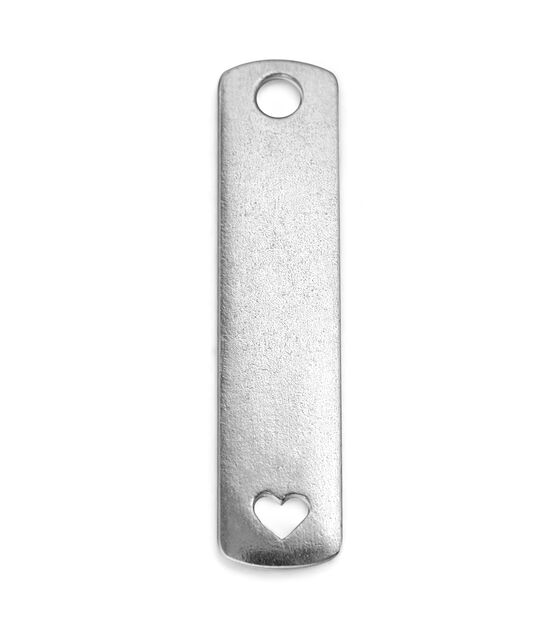 ImpressArt Pewter Stamping Blank Rectangle with Heart 1-1/2"x3/8"