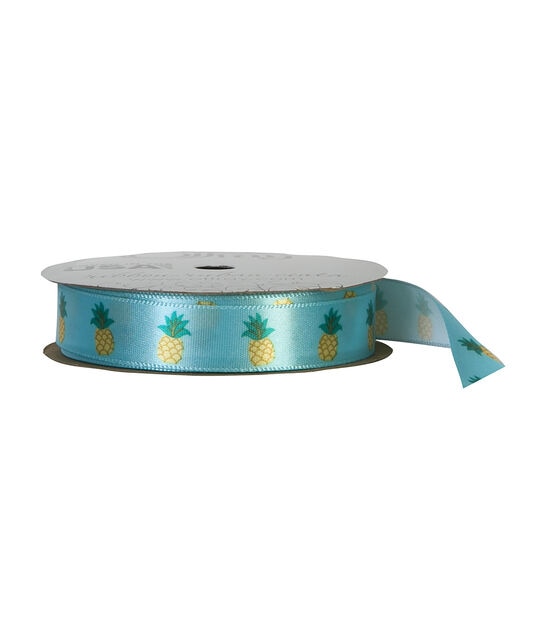 Offray Satin Ribbon 7/8"x9' Tropical Pineapple