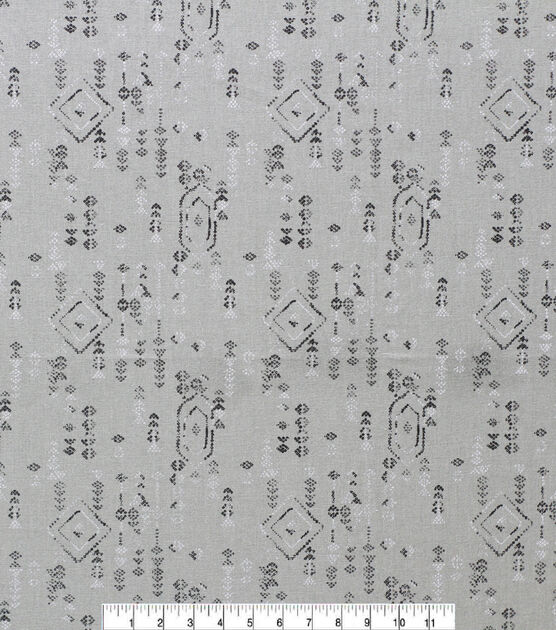 Aztec Geometric on Gray Metallic Quilt Cotton Fabric by Keepsake Calico, , hi-res, image 2