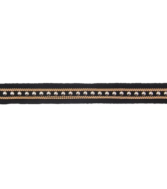 Yaya Han Sew on Gothic Studded Trim 0.75'' Silver & Gold, , hi-res, image 2