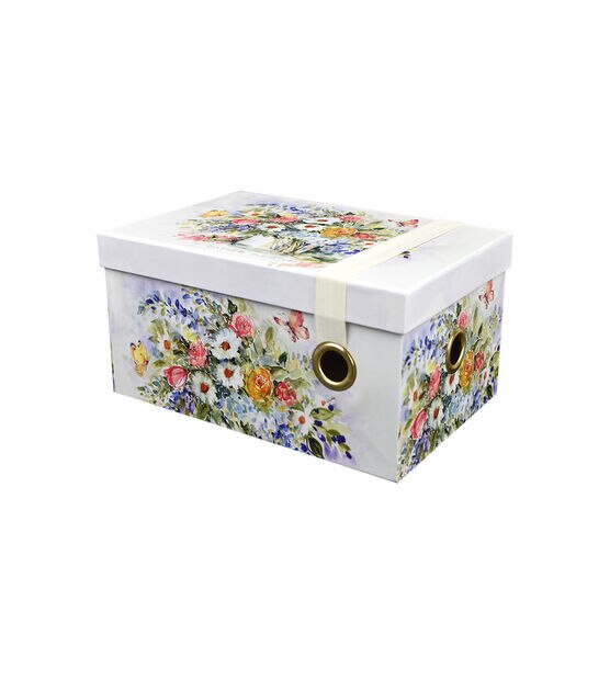 9" Joyful Floral Rectangle Box With Elastic Strap by Place & Time
