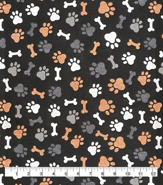 Paws & Bones Tossed Brown Super Snuggle Flannel Fabric, , hi-res, image 3