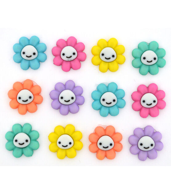 Dress It Up 12ct Floral Happy Little Flowers Novelty Buttons