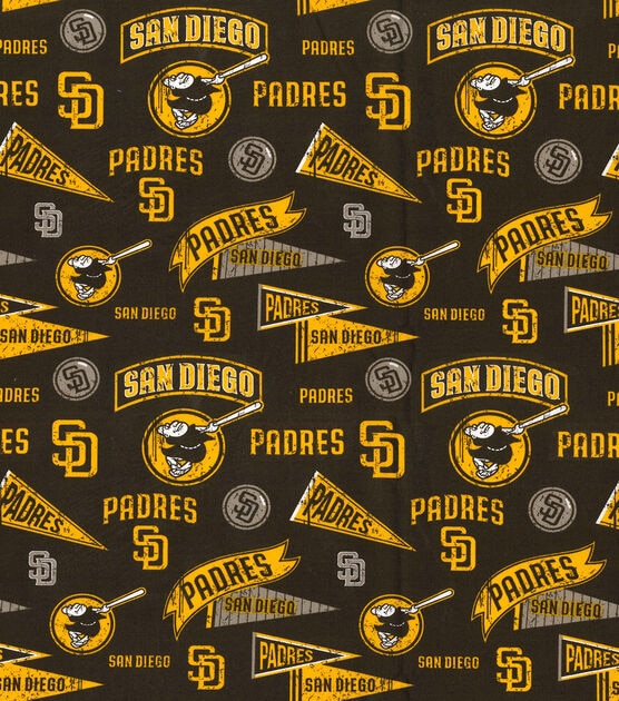 Fabric Traditions San Diego Padres MLB Retro Cotton Fabric (2 Yards Min.) - Team Cotton Fabric - Fabric