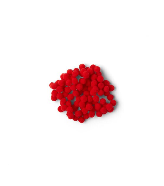 Pop! 7mm Multicolor Assorted Pom Poms 100ct - Red - Kids Craft Basics - Kids