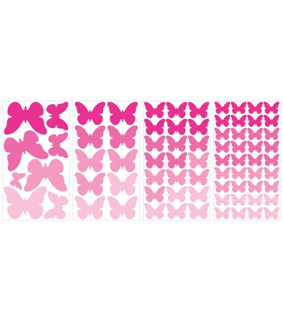 RoomMates Wall Decals Pink Flutter Butterflies