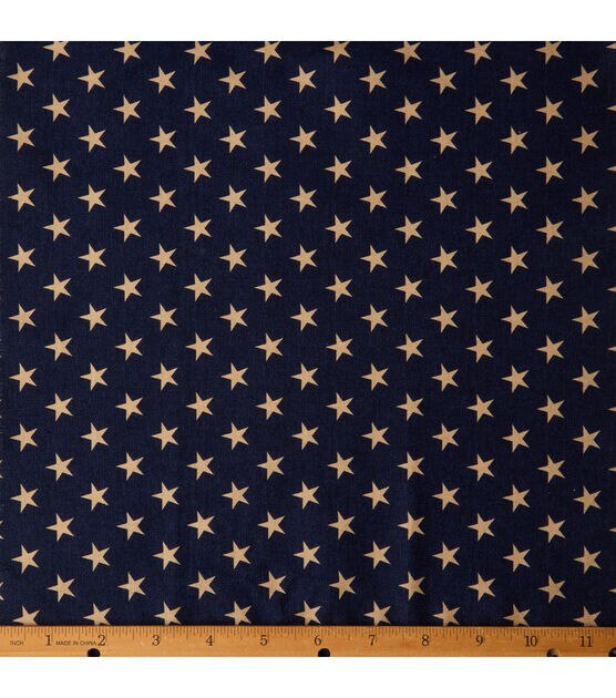 Rustic Stars on Blue 43'' Patriotic Cotton Fabric, , hi-res, image 2