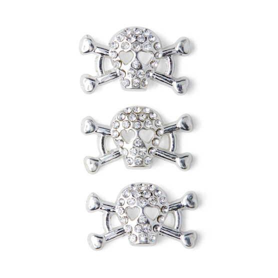 18mm x 10mm Silver Decorative Skull Charms 3pk by hildie & jo, , hi-res, image 2