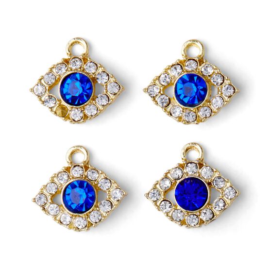 17mm x 15mm Gold Evil Eye Charms With Rhinestones 4pk by hildie & jo, , hi-res, image 2