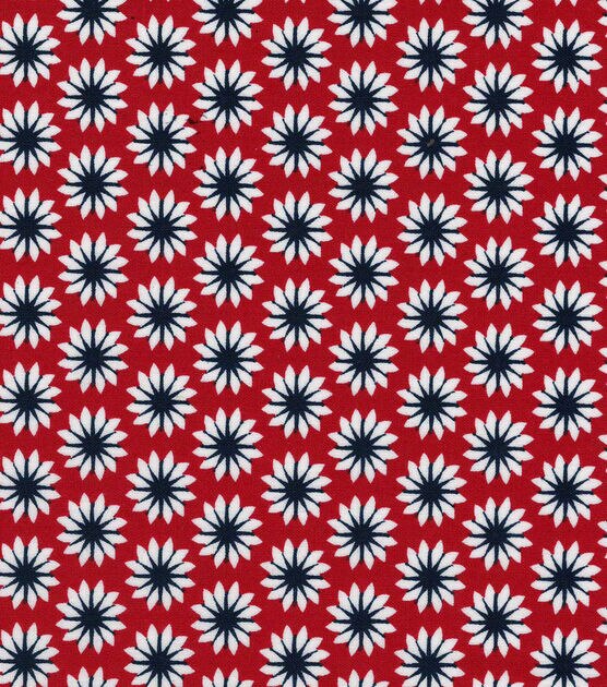 Navy Ditsy Floral on Red Quilt Cotton Fabric by Quilter's Showcase