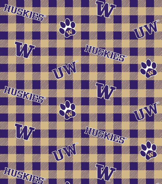 University of Washington Huskies Cotton Fabric Buffalo Check, , hi-res, image 2