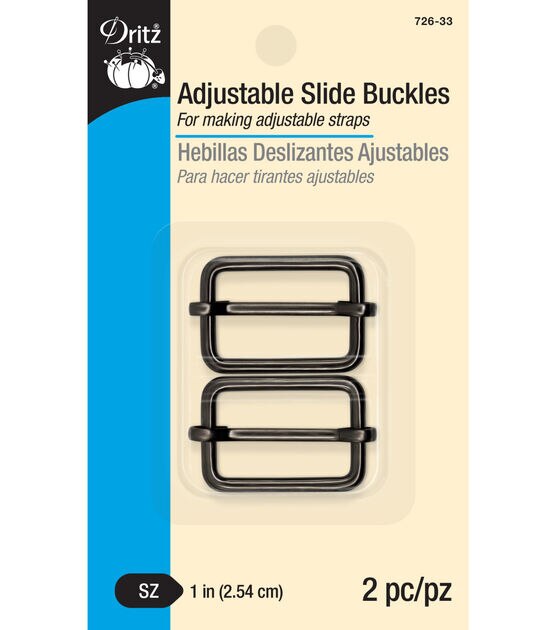 Dritz 1" Adjustable Slide Buckles, Gunmetal, 2 pc