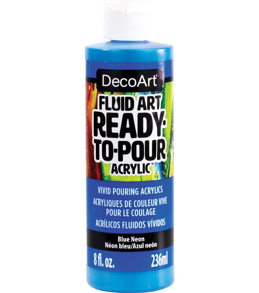 DecoArt 8oz Fluid Art Acrylic Paint, Neon Blue, swatch