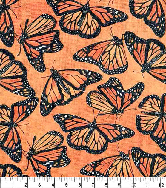 Butterflies on Orange Quilt Cotton Fabric by Keepsake Calico, , hi-res, image 2
