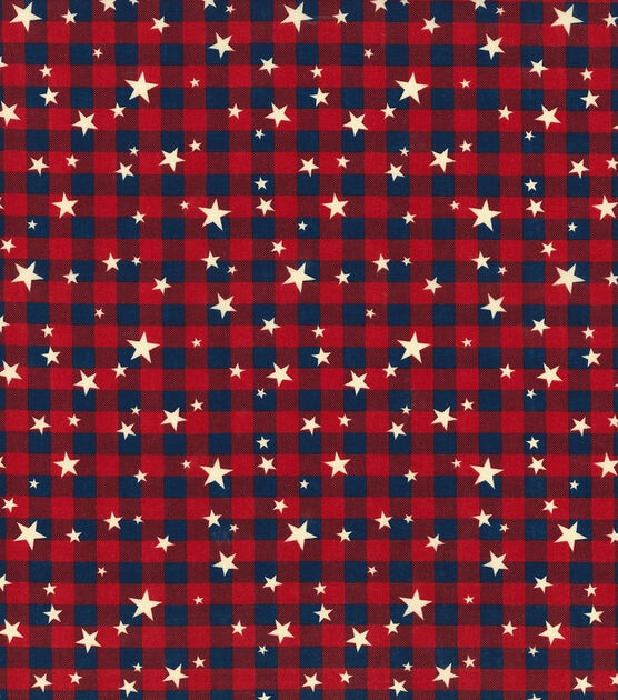 Fabric Traditions Red Plaid With Stars Patriotic Cotton Fabric, , hi-res, image 2