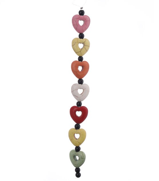 20mm Multicolor Turquoise Stone Heart Bead Strand by hildie & jo, , hi-res, image 3