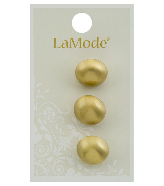 La Mode 5/8" Matte Gold Round Shank Buttons 3pk