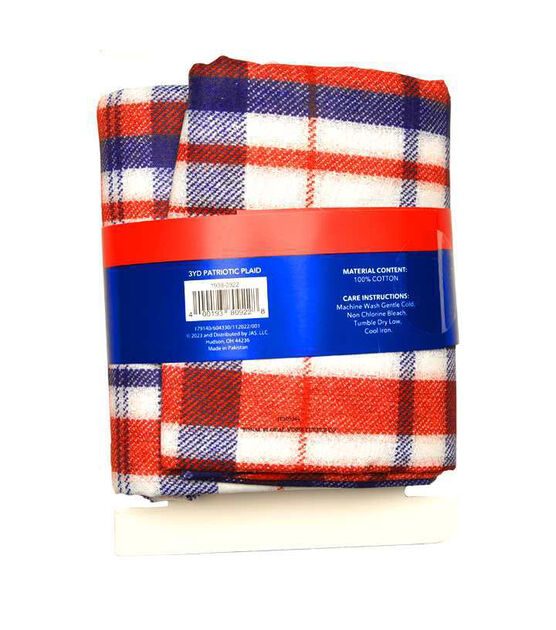 3yd Patriotic Red Patriotic Plaid Precut Cotton Fabric, , hi-res, image 2