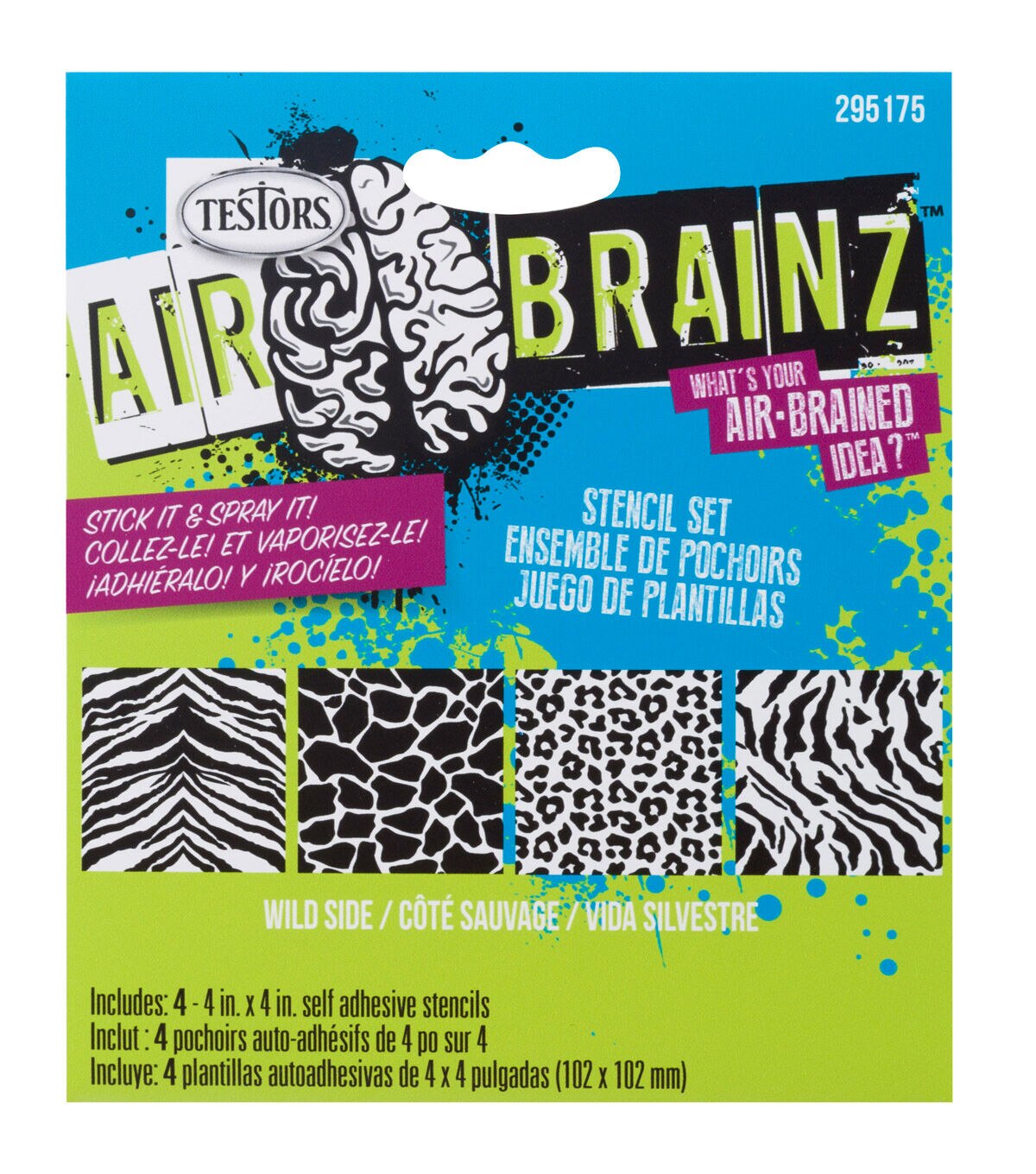 AirBrainz Airbrush Stencils 4 Pkg Wild Side 4"X4"   JOANN
