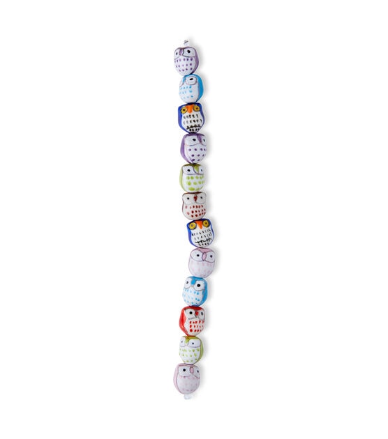 7" Multicolor Ceramic Owl Strung Beads by hildie & jo, , hi-res, image 2
