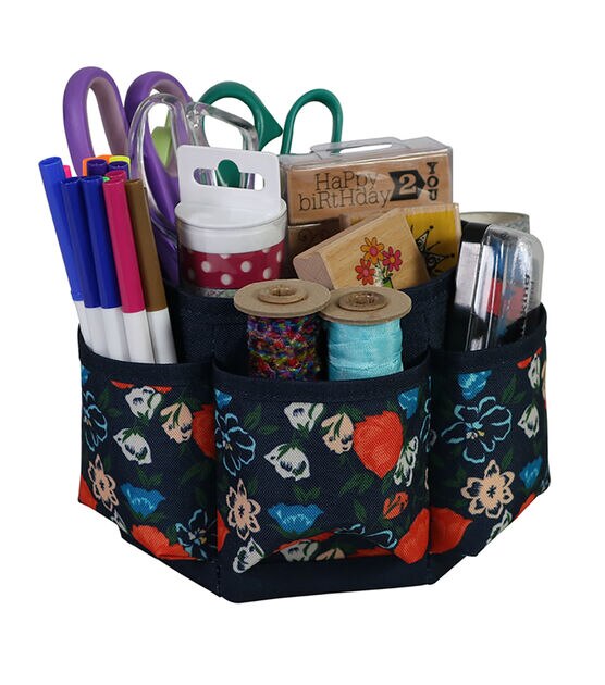 Everything Mary 18 Black Floral Teacher Rolling Tote