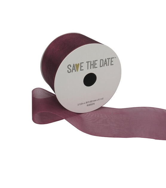 Save the Date 2.5" x 30' Cranberry Sheer Ribbon
