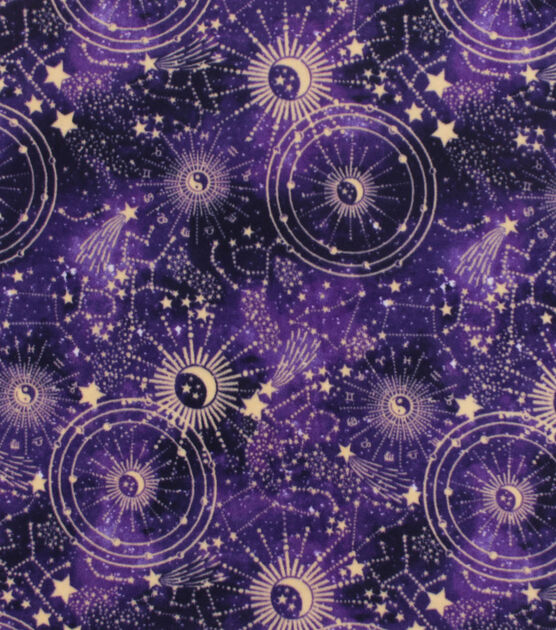 Celestial Zodiac Anti Pill Fleece Fabric, , hi-res, image 2